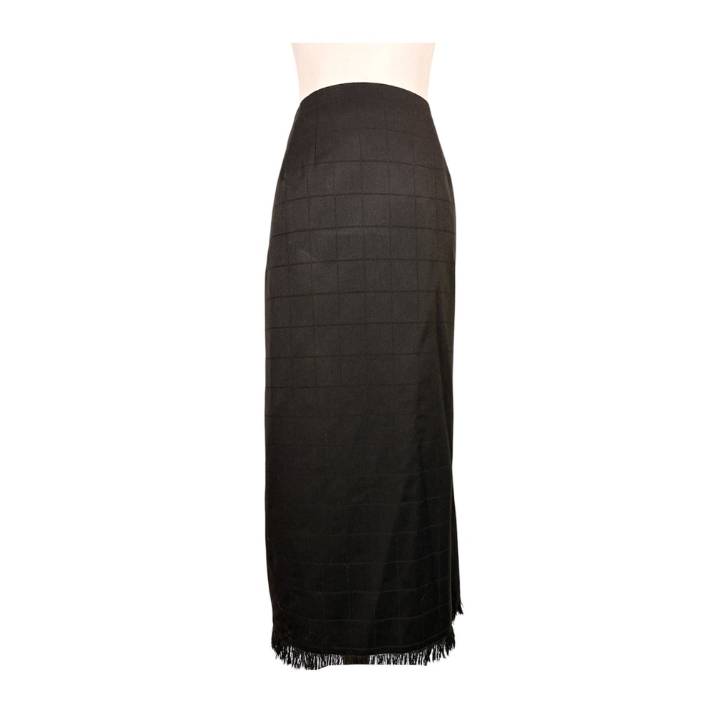 Vintage 90s 100% Wool Plaid Maxi Skirt 12 Dark Academia Corporate Gothic Cottage